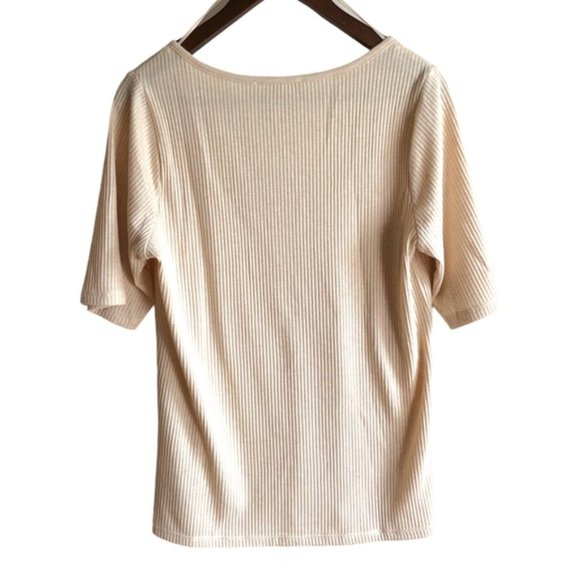 Addition Elle Henley Top Size 0X Oatmeal Ribbed - Picture 3 of 7